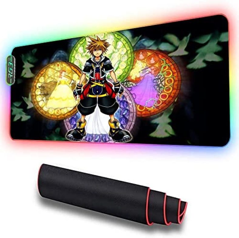 Gaming Mouse Pads Led Kingdom Hearts Mouse Pad Larger XXL Computer Keyboard Pad Gaming Accessories Extended RGB Mousepad Lock Edge Rubber Desk Mat 300X800Mm