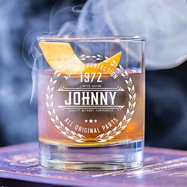 Personalized Whiskey Glasses – Customized Whiskey Gifts for Men – Custom Old Fashion Rocks Glass – Birthday, Anniversary, Christmas Gift for Men, Dad, Boyfriend – Monogrammed Mancave Gag Gifts for Him