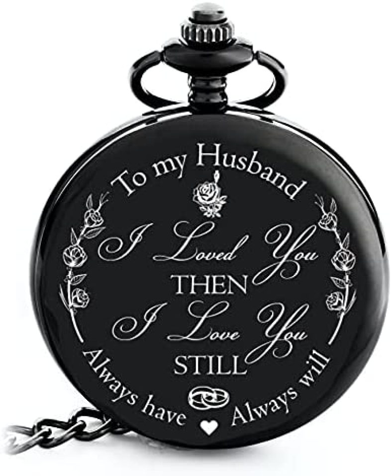 Anniversary Gift’s for Him I Anniversary Gift’ for Husband – Engraved ‘to My Husband’ Pocket Watch | I Love You Gift for Husband for Birthday I Valentines I Anniversary for Men