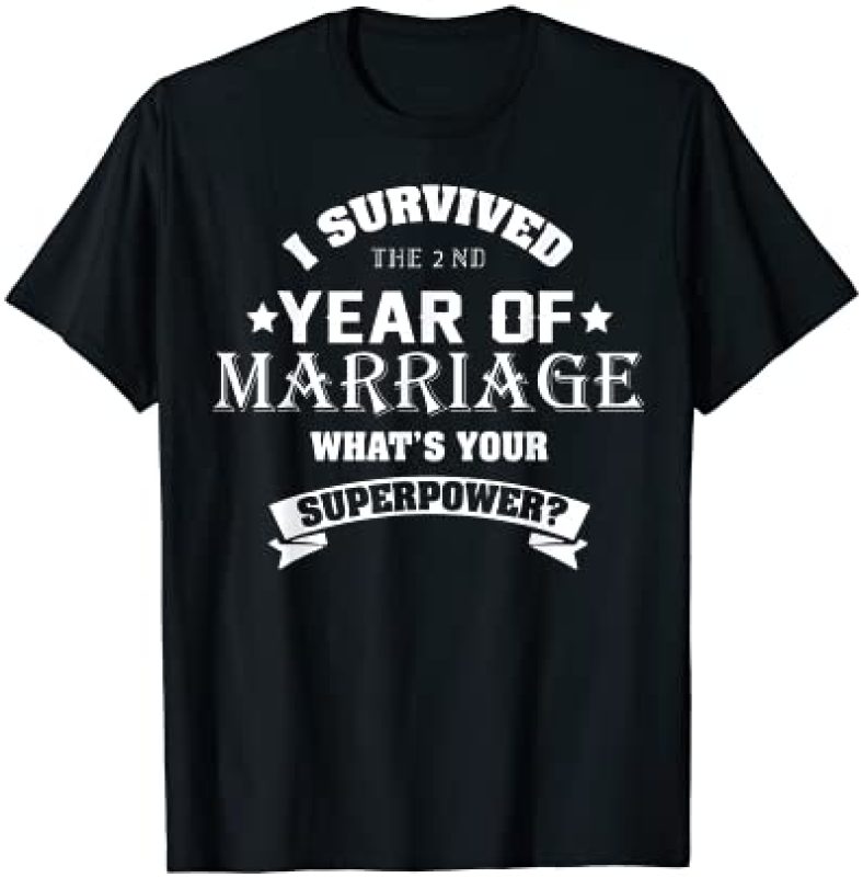 Anniversary Tee Gift 2nd 2 Years Wedding Marriage T-Shirt