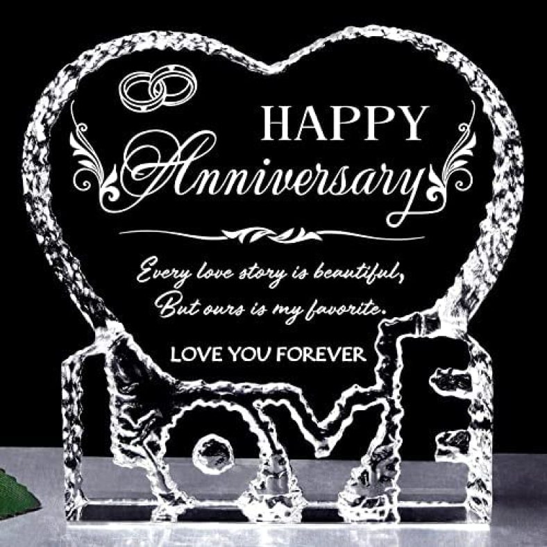 Anniversary for Her Him Gifts, Romantic Crystal Decorative, Happy Anniversary for Wife Husband Girlfriend Boyfriend Gifts, Valentine’s Day Gifts for Her Him