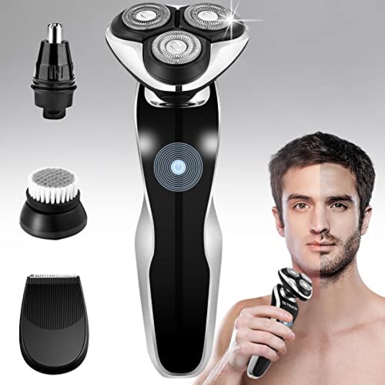 Handsomeface Electric Razor Men’s Electric Shavers with Nose Trimmer Cordless and Rechargeable Wet Dry Razor Shaving Machine for Face Bathroom Shower Waterproof Husband Dad Gift