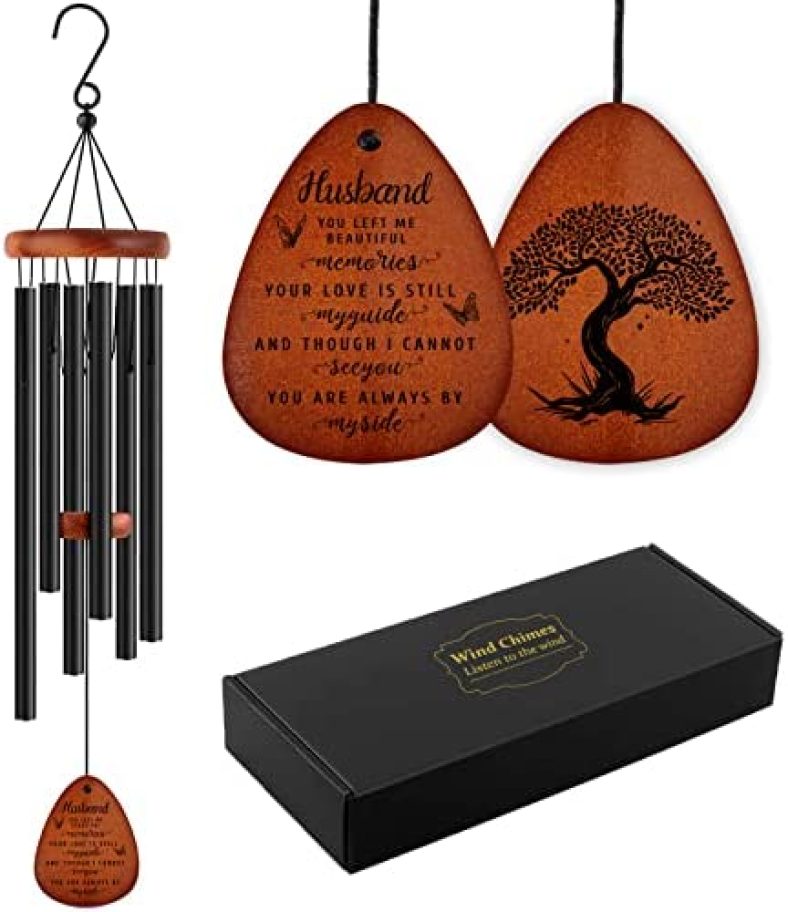 Memorial Wind Chimes for Loss of Husband Sympathy Gifts for Loss of Husband Bereavement Wooden Wind Chimes in Memory of Loss of Love One (25.5 Inch)