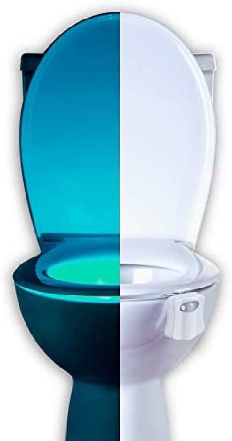 RainBowl Toilet Light with Motion Sensor – LED Toilet Night Light, Funny Birthday Gift Idea for Men, Dad, Husband – Unique Cool Bathroom Gadget, Fun Gag Gift for Women, Must Have Toilet Bowl Light