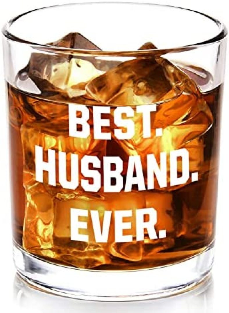 Waipfaru Best Husband Ever Gift, Whiskey Glass Gift for Husband Him Hubby Men from Wife, Anniversary, Birthday, Valentines Day Gift for Husband Men, 10Oz Old Fashioned Glass