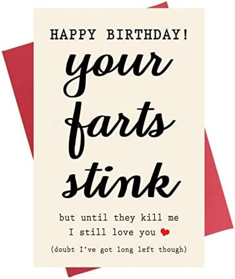 Your Farts Stink Funny Happy Birthday Card, Birthday Card for Boyfriend Him Husband Girlfriend Wife Partner