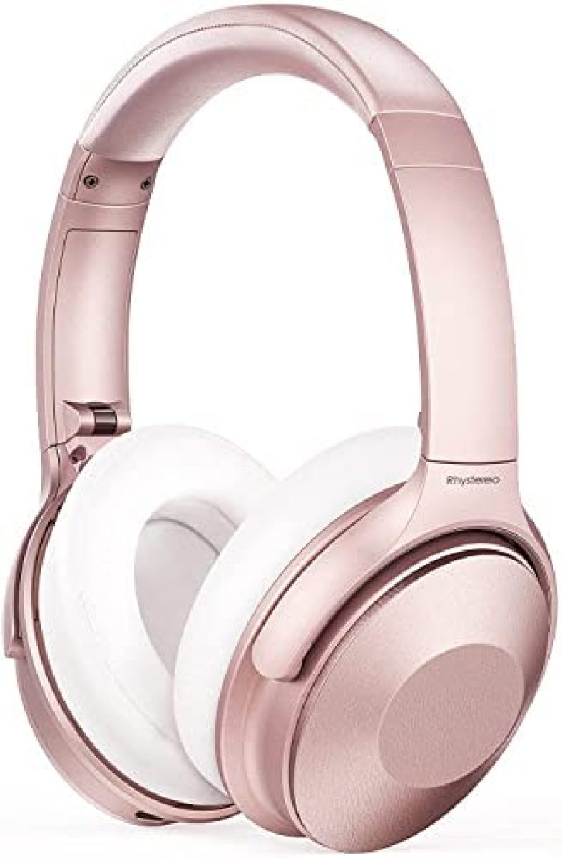 Active Noise Canceling Headphones, Pink Wireless Headphones w/Mics, 45H Playtime USB-C Fast Charge, Deep Bass, BT 5.0, Connect to 2 Device, Stylish Design for Girls Women Boys TV PC Home Office