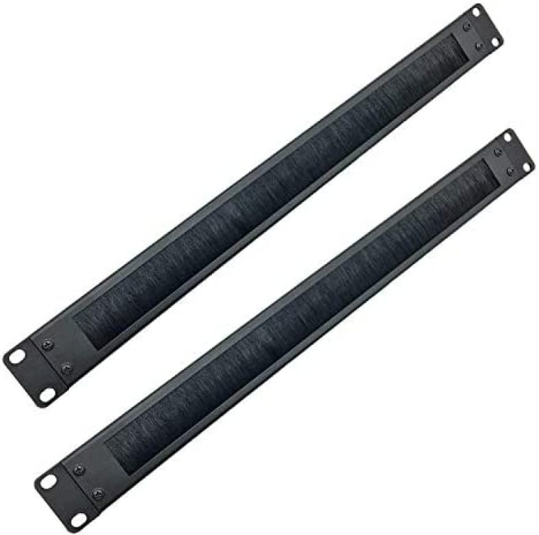 Jingchengmei 2 Pack-1U Disassembled Rack Mount Cable Management Panel with Brush for Cable Entry for 19-Inch Rack or Cabinet Black (BF01UAB2PC)