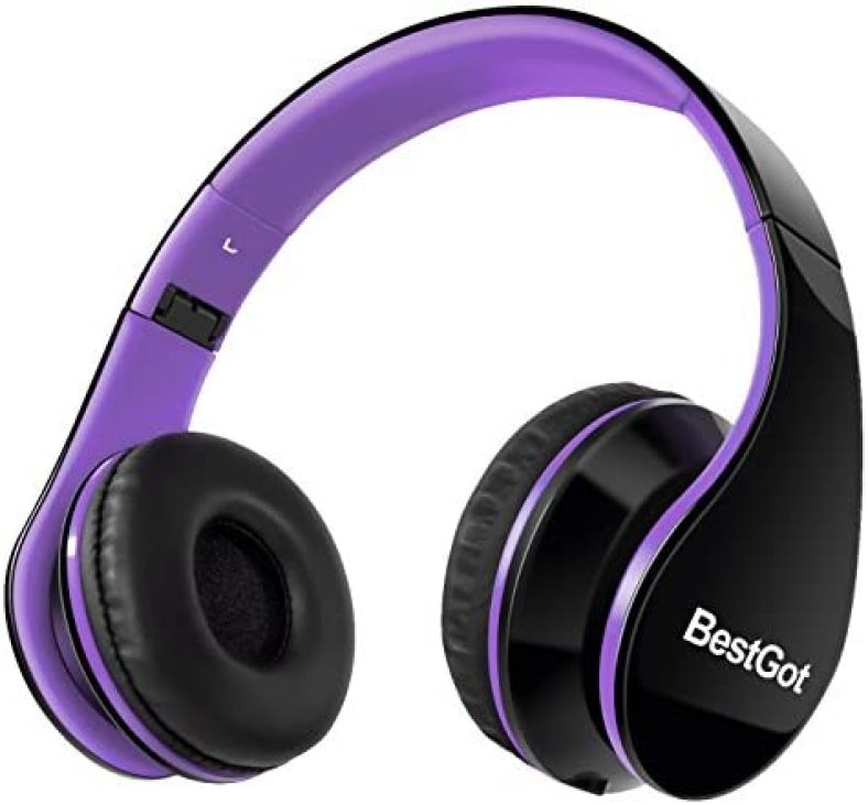 G-Galice Kids Headphones for Boys Girls Adults with Microphone Volume Control with Cloth Bag and Removable Audio Cable Black/Purple