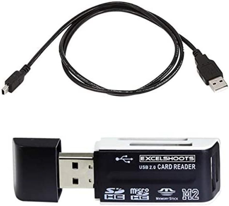 Excelshoots USB Cable Works for Nikon D3100 Camera, and USB Computer Cord for Nikon D3100 + Excelshoots Card Reader