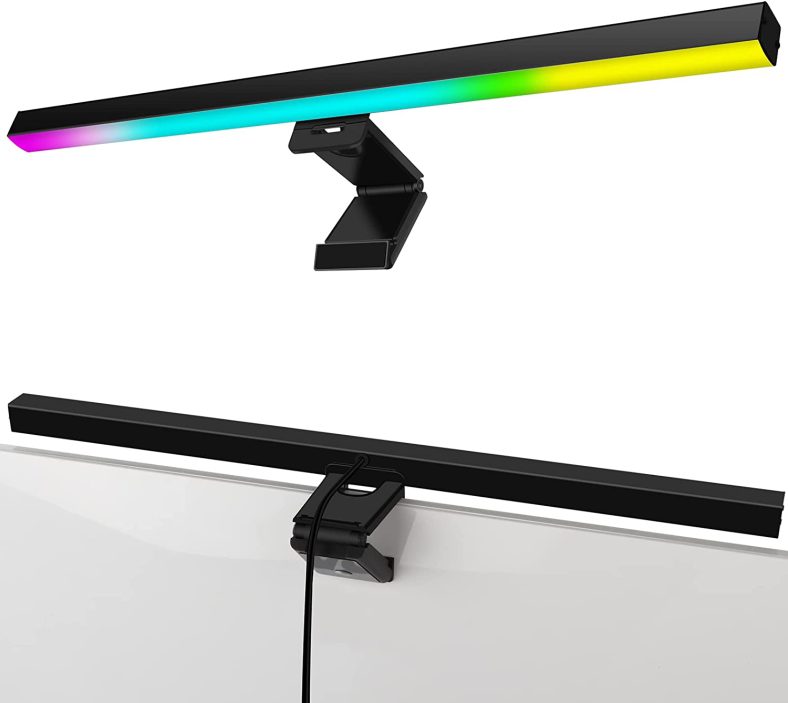 Computer Monitor Light Bar,LED Desk Lamp with APP Control RGB Color Changing,18" USB Powered Under Screen Light for Desktop Keyboard Office Gaming(Black)