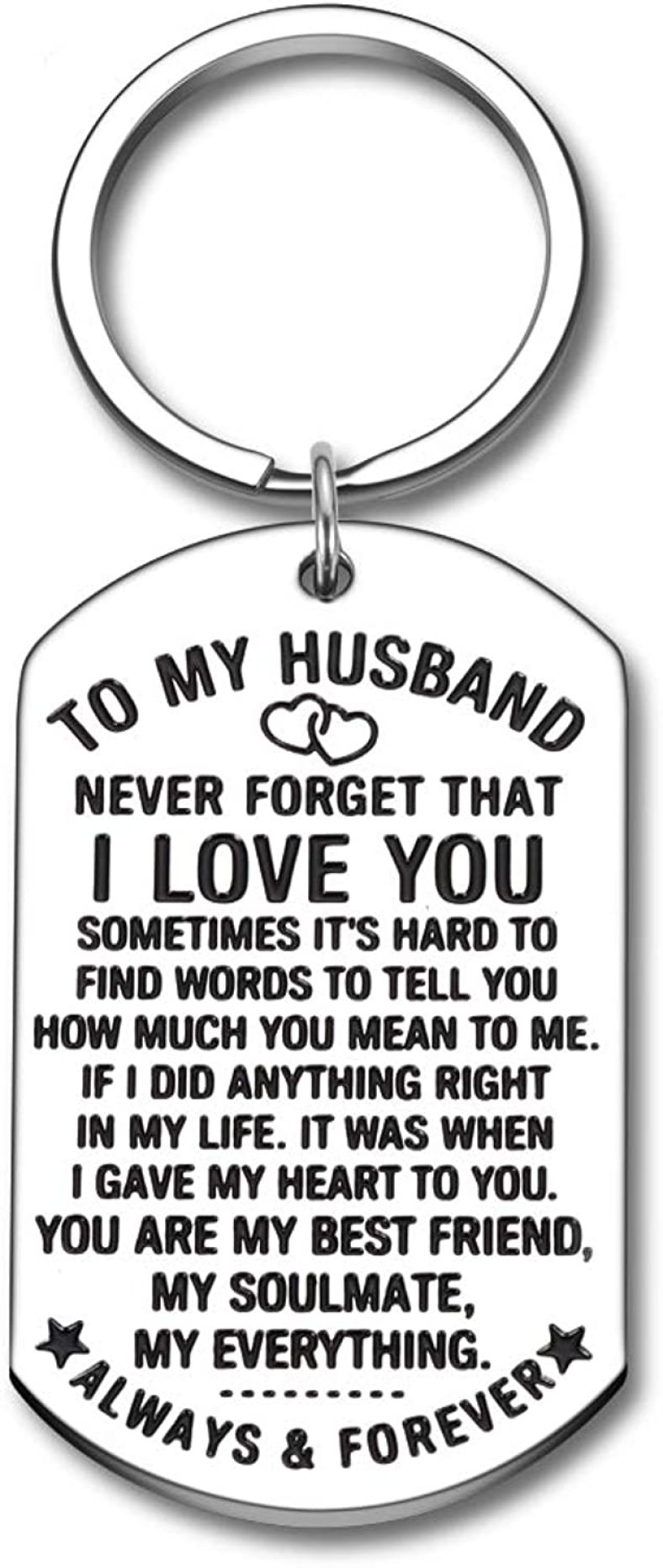 Aizza Beata Anniversary Husband Gifts Keychain from Wife Birthday Valentine’s Day Gift for Fiance Bridegroom Hubby My Soulmate My Everything I Love You Wedding Couple Keyring for Him Men