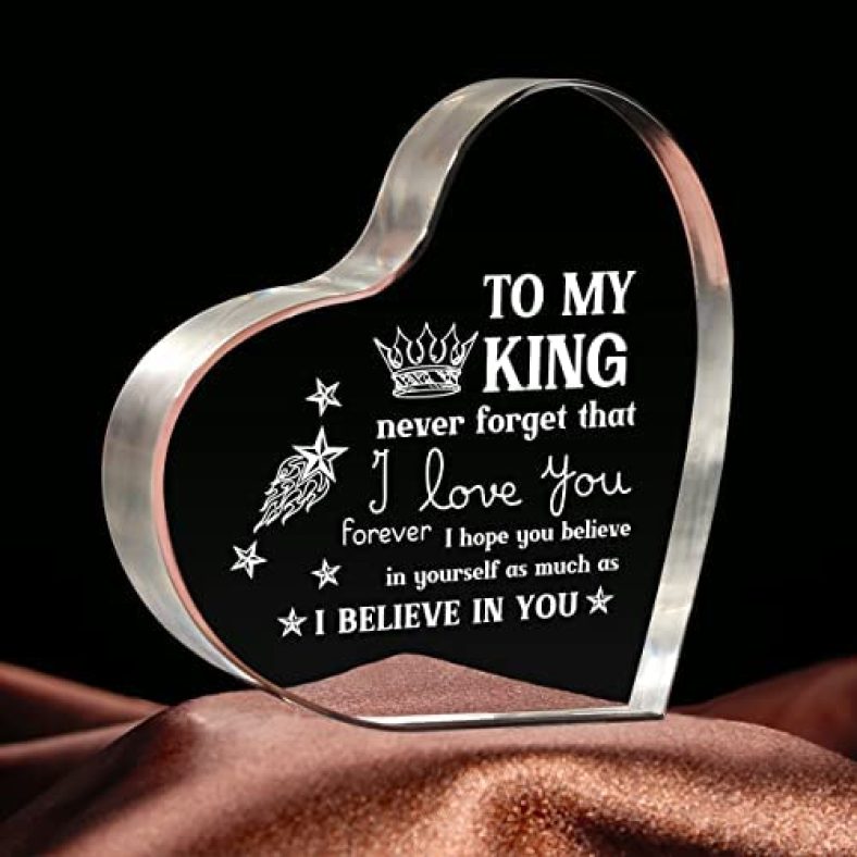 Birthday Gifts for Boyfriend, Anniversary Valentines Day Gifts for Him, Unique Gift for Him Man Fiance Husband, Romantic Engraved Paperweight Wedding Christmas Gifts To My King