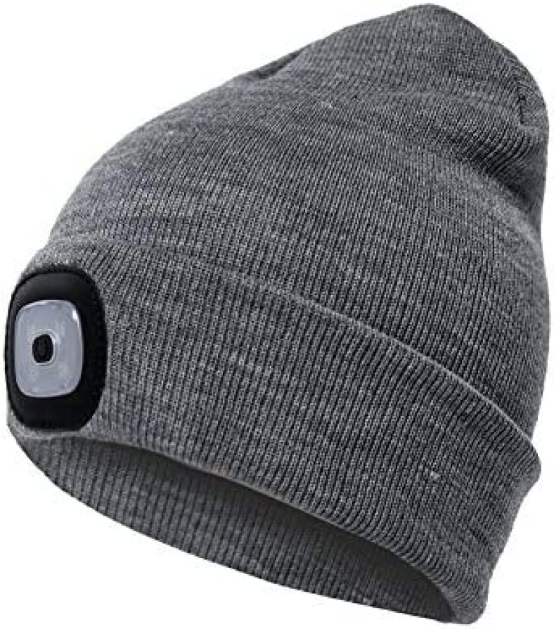 Etsfmoa Unisex Beanie Hat with The Light Gifts for Men Dad Father USB Rechargeable Caps