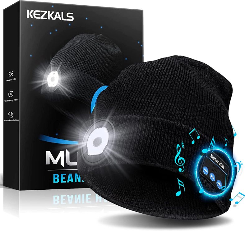 Gifts for Men, Bluetooth Beanie Hat Stocking Stuffers for Men, Mens Gifts for Christmas, Cool Gadgets for Men, Dad, Husband, Boyfriend, Grandpa, Him, Tech Gifts for Men Who Have Everything Black