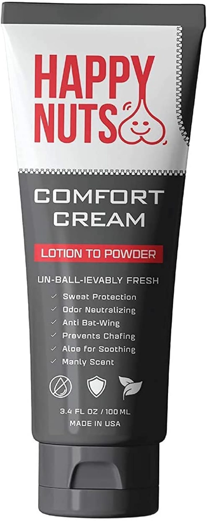 Happy Nuts Comfort Cream | Deodorant For Men | Anti-Chafing, Sweat Defense & Odor Control