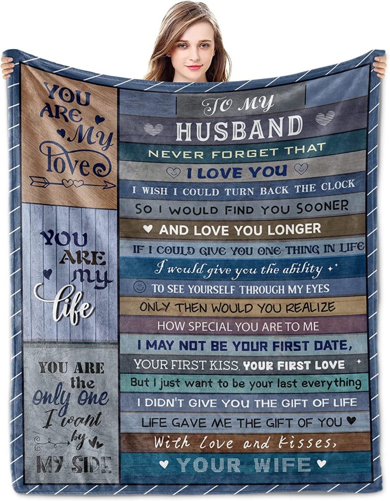 Husband Gifts from Wife Husband Birthday Gifts for Husband from Wife to My Husband Anniversary Wedding Gifts for Husband Blanket Gifts for Him Birthday Gifts for Men Blanket 60×50 Inch