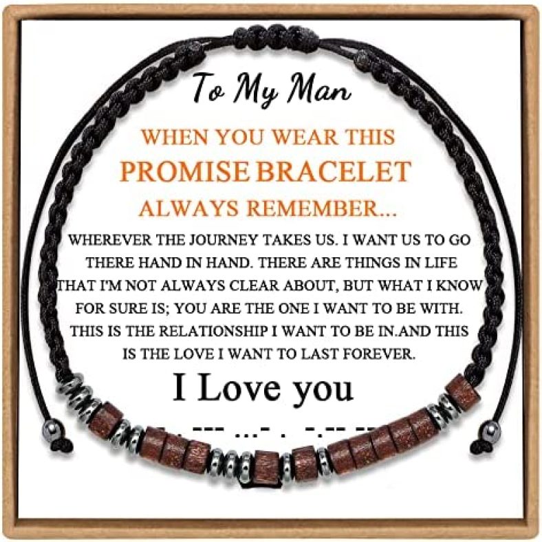 Morse Code Bracelets for Women Men Gifts for Him Boyfriend Girlfriend Mom Sister Daughter Son Granddaughter Grandson Husband Anniversary Birthday Christmas Wrap Strand String Bracelet