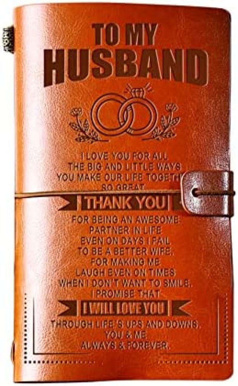 PRSTENLY Anniversary Wedding Gifts for Him Husband Leather Journal, to My Husband Gifts from Wife 140 Page Refillable Journal Notebooks, Engagement Birthday Gifts for Husband from Wife