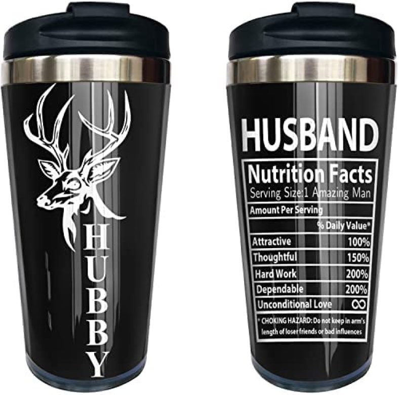 Qatdey Gifts for Husband from Wife, Husband Birthday Gift Coffee Tumbler, I Love You Gifts for Him, to My Husband Gift Ideas, Anniversary Wedding Gift for Husband, Best Hubby Mugs 15 oz Coffee Cup 1PC