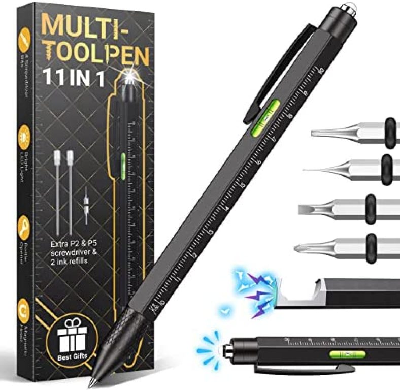 Stocking Stuffers for Men Multitool Pen – Gifts for Men Dad 11 in 1 Cool Tool Gadgets Unique Christmas Birthday Gift for Him Women Boyfriend Husband Who Have Everything Construction Engineer Carpenter