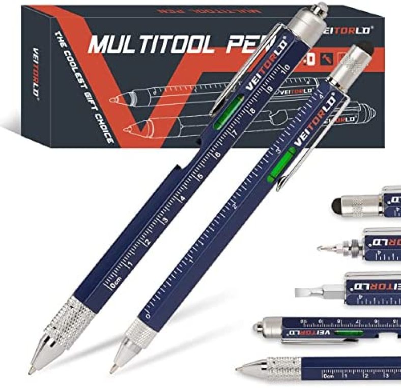 VEITORLD Multi-tool Pen Set 10 in 1, Christmas Present Stocking Stuffers, Gifts for Dad Men Husband, Ballpoint Pen Unique Birthday Gifts for Father Grandpa Boyfriend, Anniversary Ideas Gifts for Him