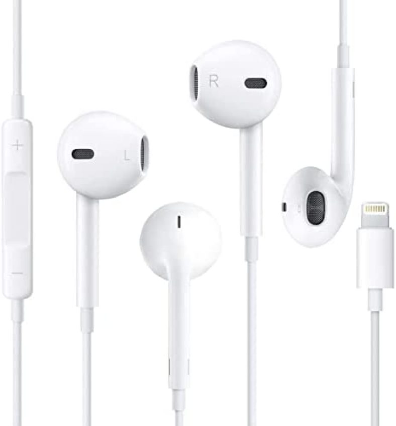 Earbuds Headphones Wired—Corded Ear Buds with Built-in Mic and Headphone Lightning Jack Comfortable in-Ear Audifonos Earphones Compatible with iPhone 13/12 Pro/Se/ 11 Pro/X/ 8 Plus/ 7 Plus, 2 Packs