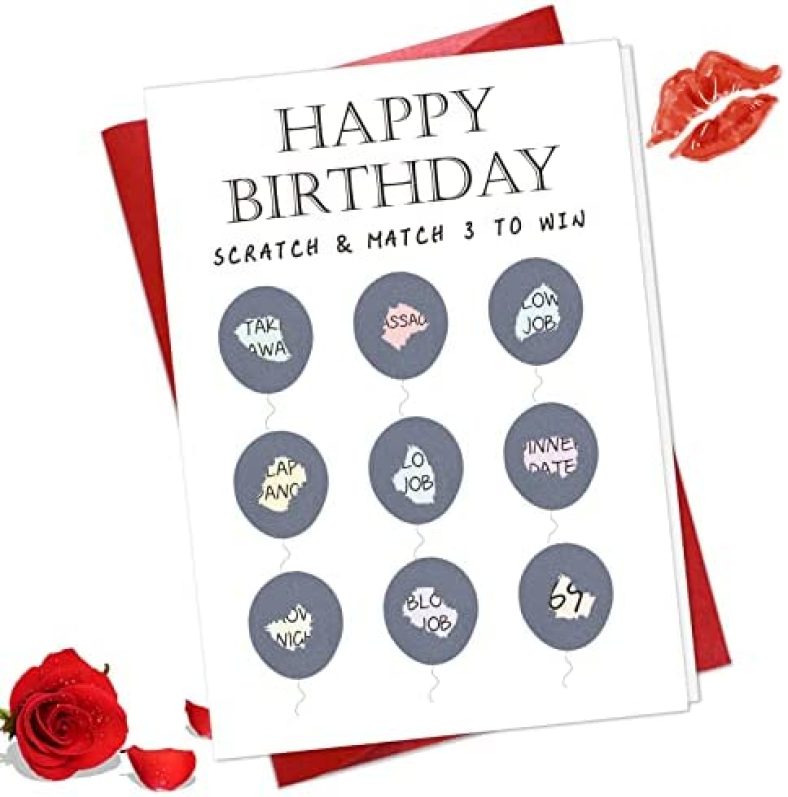 JUESMOS Happy Birthday Card for Men Funny Birthday Scratch off Card Naughty Rude Birthday Greeting Card Birthday Card Gifts for Him Husband Boyfriend Fiance Her Women Wife Girlfriend Fiancee