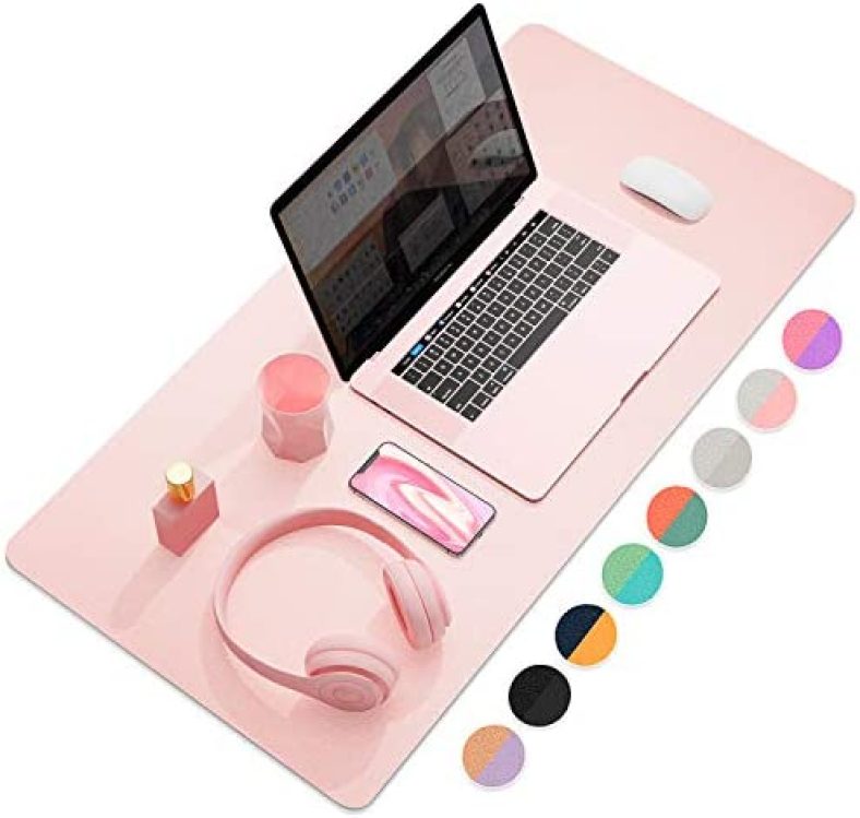 YSAGi Desk Mat, Mouse Pad,Waterproof Desk Pad,Large Mouse pad for Desk, Leather Desk Pad Large for Keyboard and Mouse,Dual-Sided Mouse Mat for Office and Home (31.5″ x 15.7″, Pink)