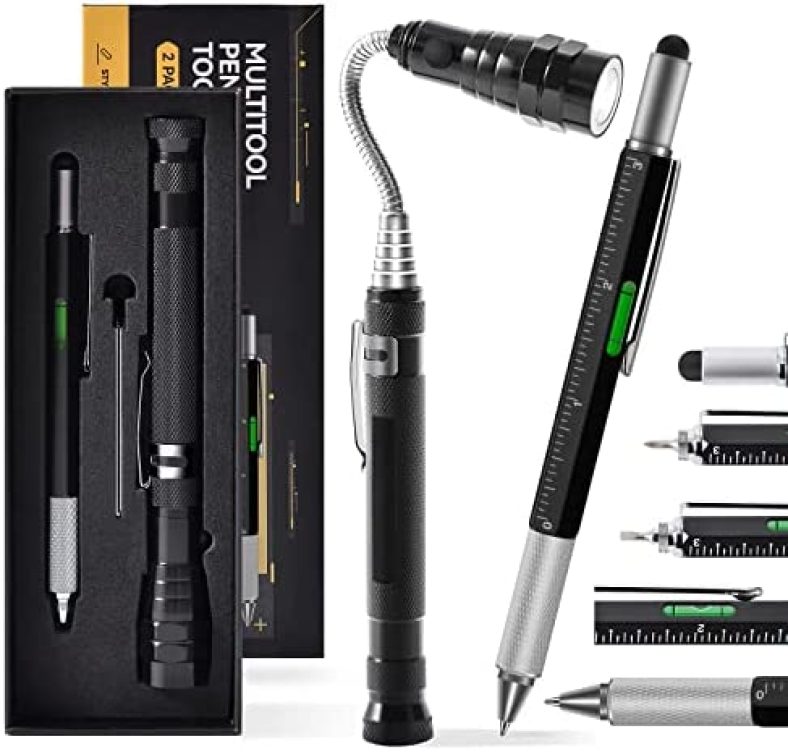 Christmas Gifts for Dad Men From Daughter Son Wife, Telescoping Magnetic Pickup Tool & 6 in 1 Multi-Tool Pen, Cool Gadgets Birthday Gifts for Husband, Handyman, Boyfriend…