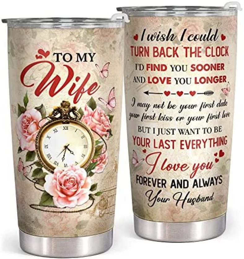 Gifts for Wife Anniversary Birthday Christmas – Happy Anniversary Wedding Gifts for Her – Wife Gifts from Husband – Wife Birthday Gift Ideas – Romantic Gifts for Her – 20 Oz I Love You Wife Tumbler