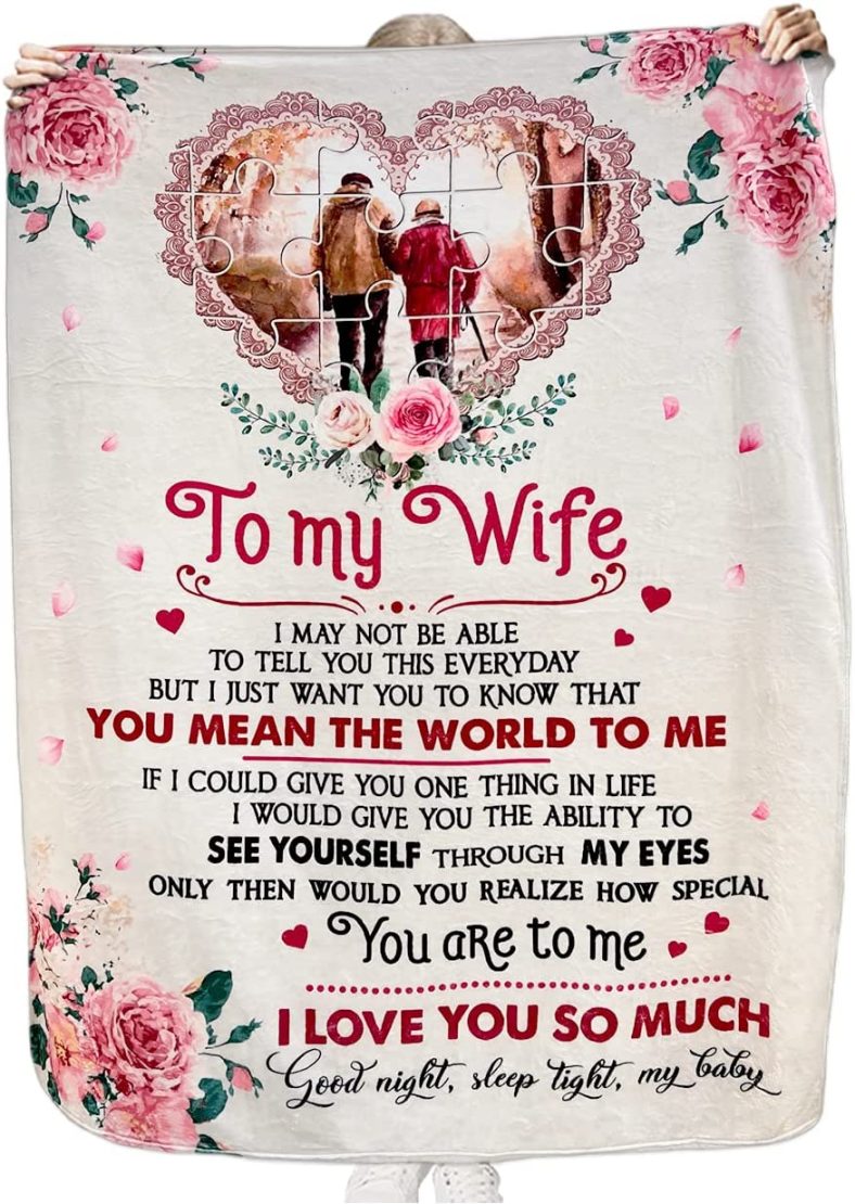 Gifts for Wife Throw Blanket 55"x70"- to My Wife Blanket from Husband – Anniversary Christmas Romantic Gifts for Her – Wife Birthday Gift Ideas – I Love You Gifts for Her – Wife Gifts from Husband