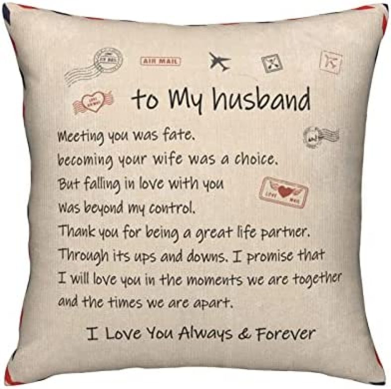 Wedding Anniversary Romantic Gifts for Him – Husband Christmas Birthday Gift – Best Gifts for Husband from Wife – I Love You Gifts for Husband – to My Husband Throw Pillow Covers, 18 x 18 inch