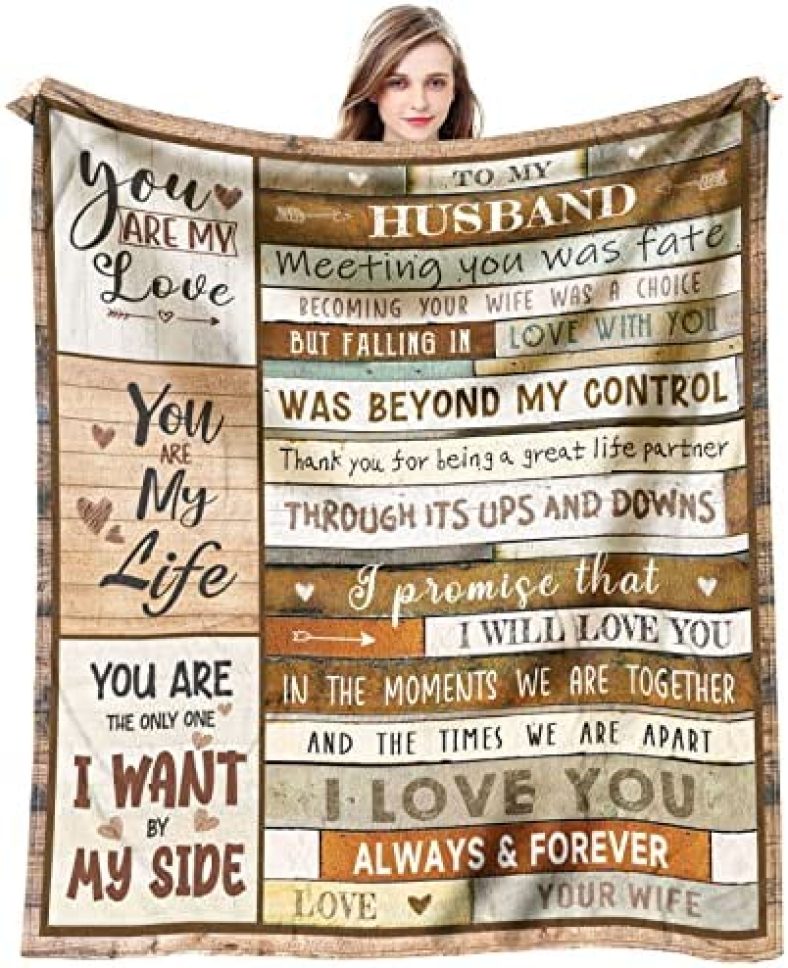 ZWERIVP Gifts for Husband Christmas – Husband Birthday Gift – Wedding Anniversary Romantic Gifts for Him – Husband Gifts from Wife – to My Husband Gifts Throw Blanket 60 x 50 inch