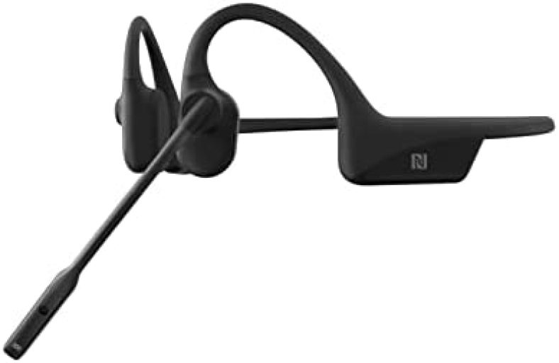 SHOKZ (AfterShokz OpenComm – Bone Conduction Open-Ear Stereo Bluetooth Headset with Noise-Canceling Boom Microphone – Wireless Headset for Mobile Use, with Bookmark