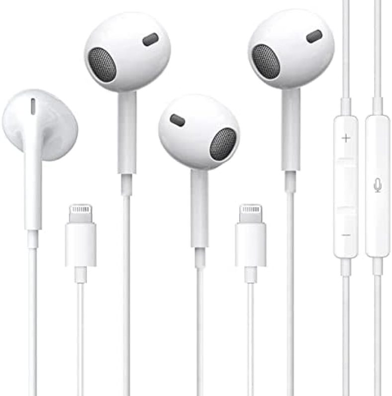 2 Pack Apple Earbuds with Lightning Connector[Apple MFi Certified] (Built-in Microphone & Volume Control) Wired Headphones Compatible with iPhone 13/12/SE/11/XR/XS/X/7/7 Plus/8/8Plus Support All iOS