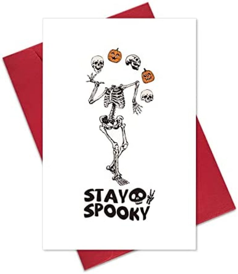 Funny Halloween Birthday Card, Skeleton Birthday Gifts for Men Women, Cute Birthday Cards Gifts for Boyfriend, Stay Spooky Halloween Gifts