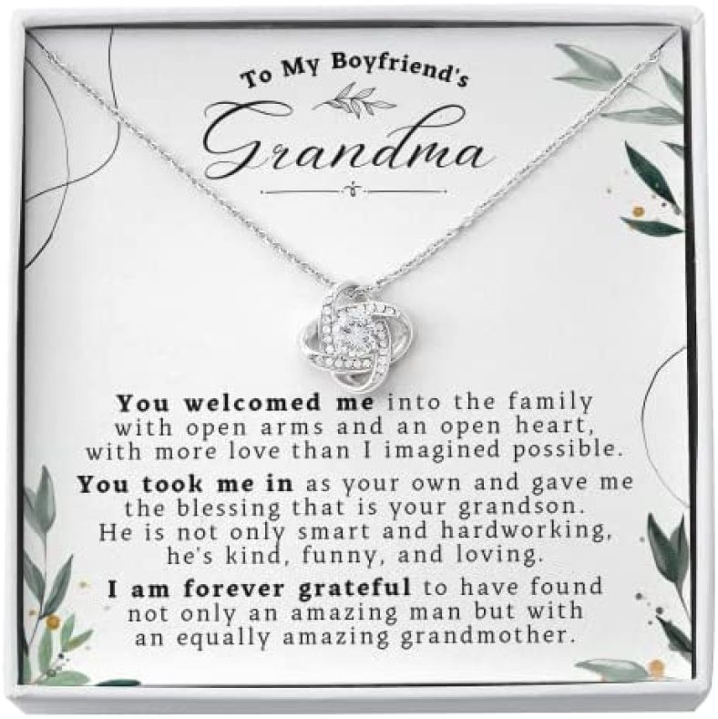 To My Boyfriend’s Grandma Necklace – Gift For Boyfriend’s Grandmother – Boyfriend Grandma Christmas Gift, Birthday Gift, Mother’s Day Gift, Valentines Day Gift – BFGMV1-3LK