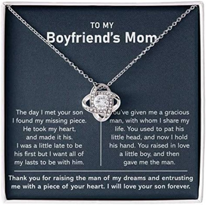 To My Boyfriends Mom Necklace, Love Knot Necklace for Mom, Gifts for Boyfriends Mom from Girlfriend, Mothers Day Gifts For Boyfriend’s Mom, Boyfriends Mom Gift On Birthday, Mother’s Day