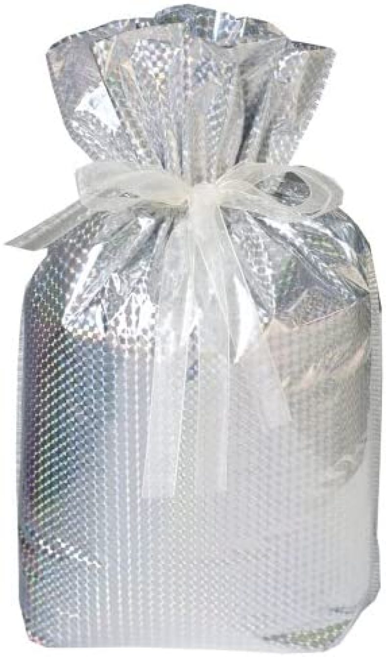 Gift Mate 21174-2 2-Piece Drawstring Gift Bags, Jumbo, Diamond Silver