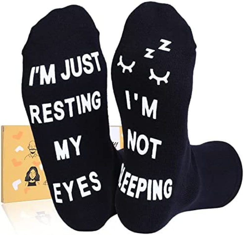 BVIELOY Christmas Birthday Gifts for Men Dad Grandpa Husband Father Funny Socks I’m Not Sleeping Just Resting My Eyes