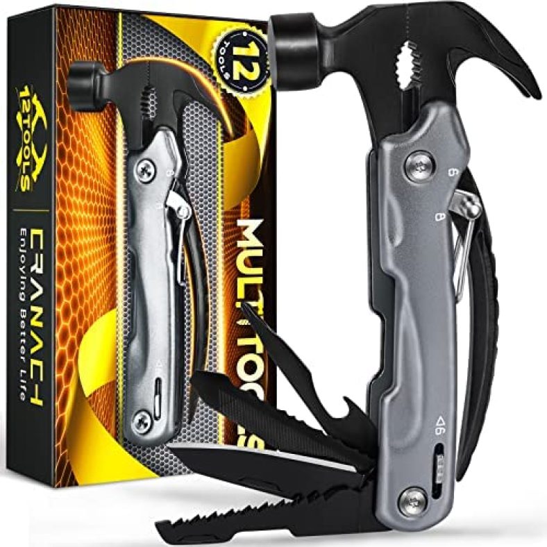 Camping Accessories Multitool Gifts for Men – 12 in 1 Christmas Stocking Stuffers Hammer Multi Tool Birthday Gift for Dad Boyfriend Women Husband Cool Stuff Gadgets Pocket Tools for Fishing Hunting