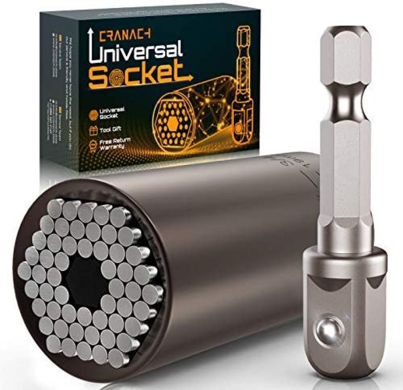 Mens Gifts Universal Socket Tools – Super Grip Socket Set with Power Drill Adapter (7-19mm) | Cool Gadgets Birthday Gift Ideas for Dad Papa Father Husband Grandpa Christmas Stocking Stuffers Men Women