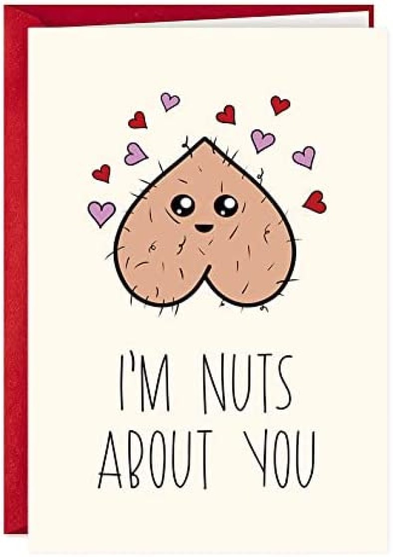 Merry Christmas Card Funny Valentine’s Day Card I’m Nuts About You Happy Birthday Card Romantic Valentines Card Anniversary Wedding Birthday Gift for Wife Husband Girlfriend Boyfriend Funny Xmas Gift