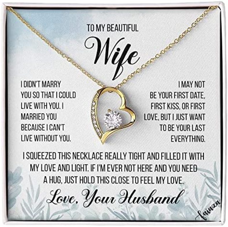 To My Beautiful Wife Necklace From Husband Hotwife Jewelry For Women Birthday Gifts For Wife Birthday Necklaces For Women Forever Love Necklace