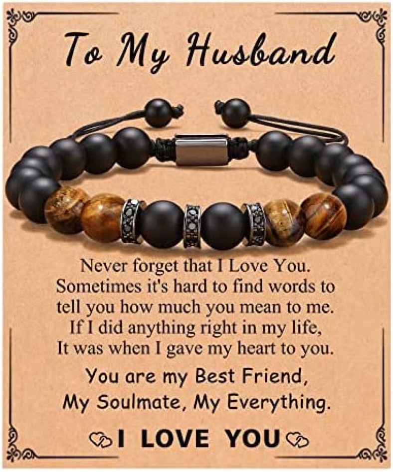 UNGENT THEM To Mens Boys Bracelet for Boyfriend, Husband, My Man, My Love, Soulmate, Dad, Son, Grandson, Grandpa, Brother,Bonus Son — Anniversary Birthday Christmas Gift for Him