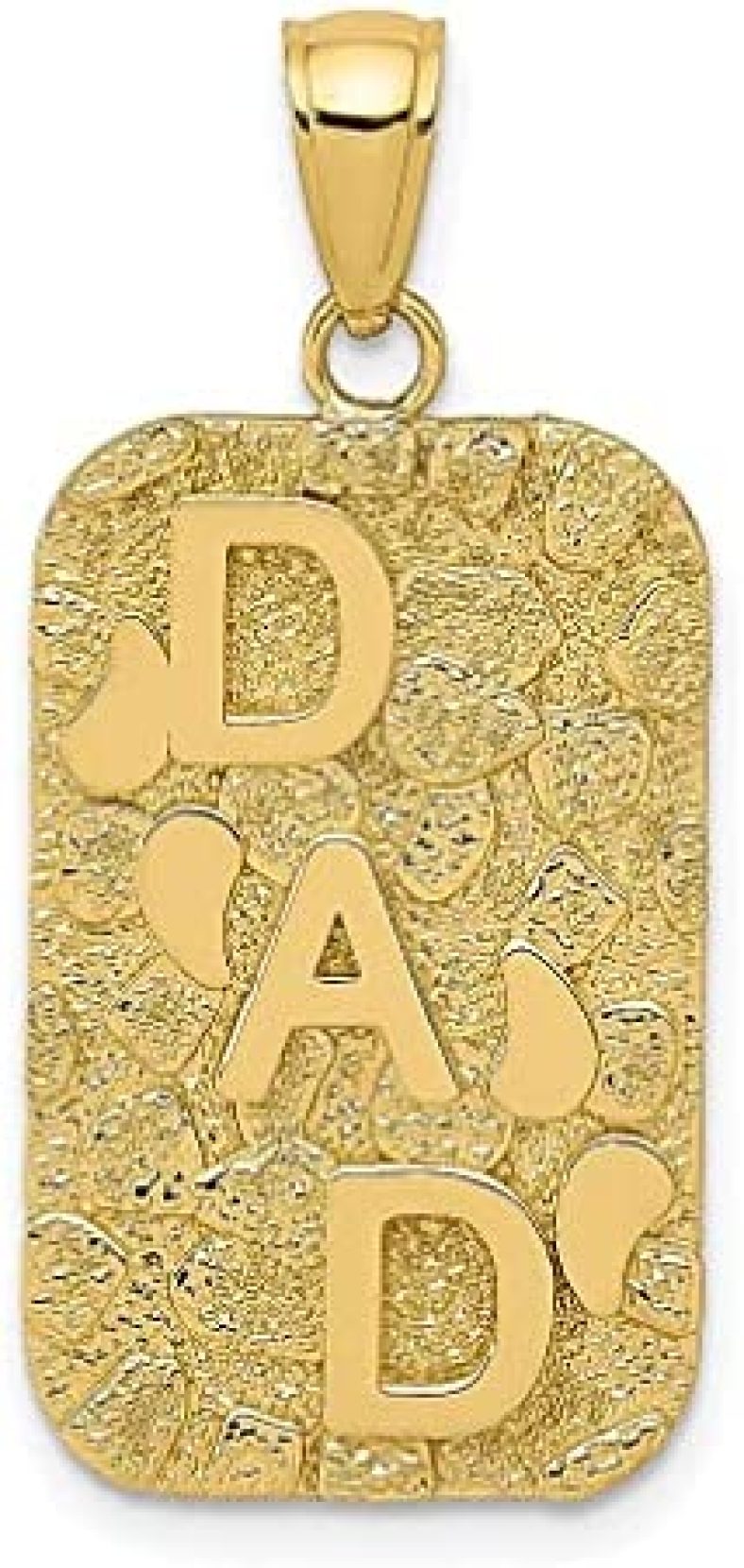 14k Dad Gold Nugget Dog Tag Pendant Charm Necklace Father Fine Jewelry For Dad Mens Gifts For Him