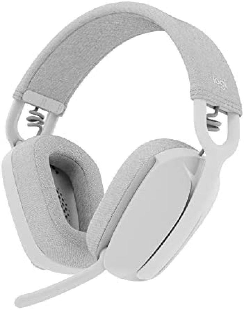 Logitech Zone Vibe 100 Lightweight Wireless Over Ear Headphones with Noise Canceling Microphone, Advanced Multipoint Bluetooth Headset, Works with Teams, Google Meet, Zoom, Mac/PC – Off White