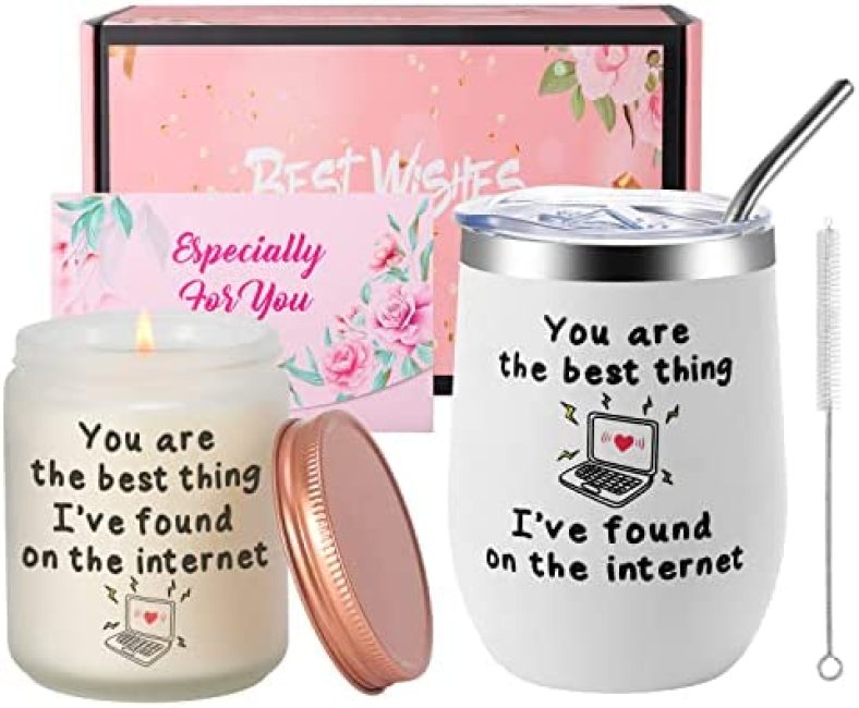 Romantic Gifts for Women Men – You are The Best Thing Scented Candle Set & Insulated Tumbler, Funny Candle Gifts for Birthday Anniversary Christmas for Husband, Wife, Boyfriend, Girlfriend, 7 oz