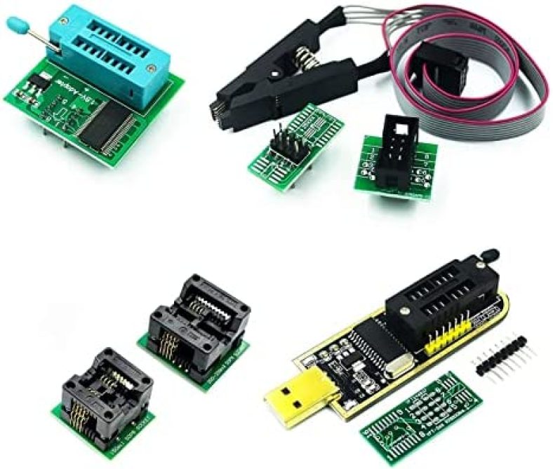 LICOME Programmer Gadgets for Raspberry Pie Arduino Computer CH341A Accessories BIOS SPI EEPROM Flash Adpter 93CXX/25CXX /24CXX SOP8 DIP8 (ch341a-programmer-sets)